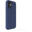Husa Lemontti Husa Liquid Silicon iPhone 12 / 12 Pro Dark Blue (protectie 360°, material fin, captusit cu microfibra)