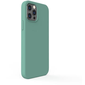 Husa Lemontti Husa Liquid Silicon iPhone 12 / 12 Pro Forest Green (protectie 360°, material fin, captusit cu microfibra)