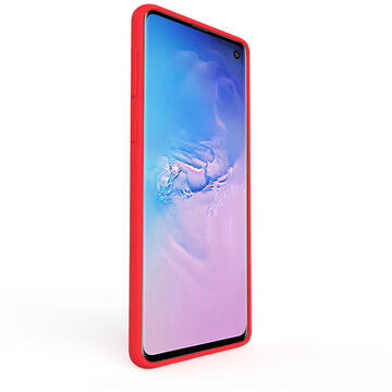 Husa Lemontti Husa Liquid Silicon Samsung Galaxy S10 G973 Red (protectie 360°, material fin, captusit cu microfibra)
