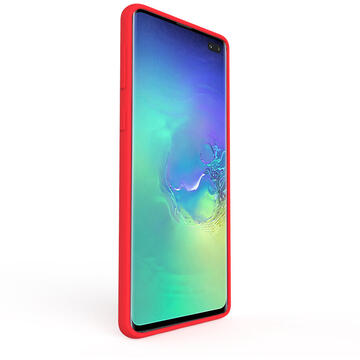 Husa Lemontti Husa Liquid Silicon Samsung Galaxy S10 Plus G975 Red (protectie 360°, material fin, captusit cu microfibra)