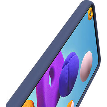 Husa Lemontti Husa Liquid Silicon Samsung Galaxy A21s Dark Blue (protectie 360°, material fin, captusit cu microfibra)