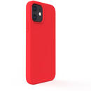 Husa Lemontti Husa Liquid Silicon iPhone 12 Mini Red (protectie 360°, material fin, captusit cu microfibra)