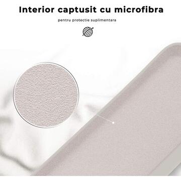 Husa Lemontti Husa Liquid Silicon iPhone 12 Mini Stone (protectie 360°, material fin, captusit cu microfibra)