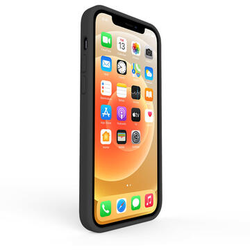 Husa Lemontti Husa Liquid Silicon iPhone 12 Pro Max Black (protectie 360°, material fin, captusit cu microfibra)