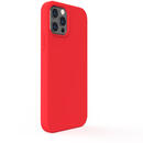 Husa Lemontti Husa Liquid Silicon iPhone 12 Pro Max Red (protectie 360°, material fin, captusit cu microfibra)