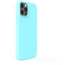 Husa Lemontti Husa Liquid Silicon iPhone 12 Pro Max Tiffany Blue (protectie 360°, material fin, captusit cu microfibra)