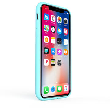Husa Lemontti Husa Liquid Silicon iPhone 11 Tiffany Blue (protectie 360°, material fin, captusit cu microfibra)