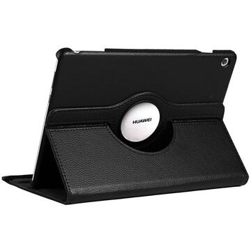 Lemontti Husa Litchi Flip Leather Case Tableta Huawei MediaPad T5, 10.1 inch,Negru