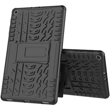 Lemontti Husa Tire Texture Tableta Samsung Galaxy Tab A 2019 10.1 inch Black (cu suport)