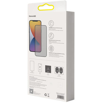 Baseus Folie Curbata Full Screen Anti-Spy Function iPhone 12 Pro Max Black (2 buc/pack, 0.23mm)