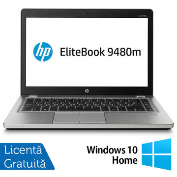 Laptop Refurbished Laptop HP EliteBook Folio 9480m, Intel Core i7-4600U 2.10GHz, 8GB DDR3, 240GB SSD, 14 Inch, Webcam + Windows 10 Home