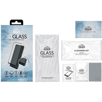 Husa Eiger Folie Sticla 3D Edge to Edge Huawei P40 Lite Clear Black (0.33mm, 9H, perfect fit, curved, oleophobic)