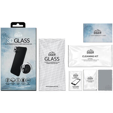 Husa Eiger Lentile Camera 3D Glass iPhone 11 Pro / Pro Max Clear Black (0.20mm)