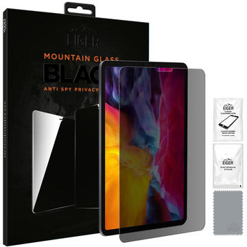 Husa Eiger Folie Sticla 2.5D Mountain Glass Privacy iPad Pro 11 inch (2018 &amp; 2020) Black (0.33mm, 9H)