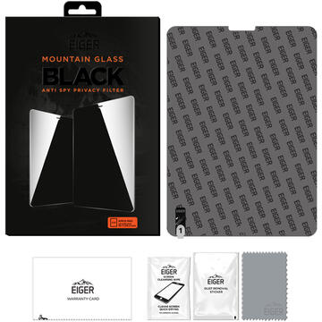 Husa Eiger Folie Sticla 2.5D Mountain Glass Privacy iPad Air 4 10.9 inch(2020)/Pro 11 inch(2018&amp;2020) Black (0.33mm, 9H)
