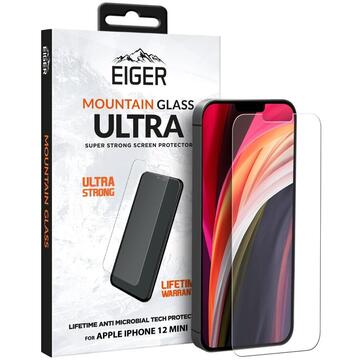 Husa Eiger Folie Sticla 2.5D Mountain Glass Ultra iPhone 12 Mini Clear (0.33mm, 9H, antimicrobian)