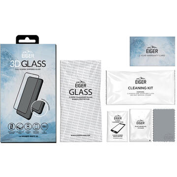 Husa Eiger Folie Sticla 3D Edge to Edge Huawei Mate 40 Clear Black (0.33mm, 9H, perfect fit, curved, oleophobic)