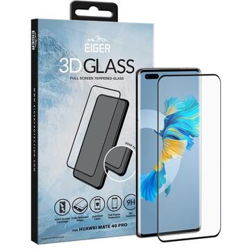 Husa Eiger Folie Sticla 3D Edge to Edge Huawei Mate 40 Pro Clear Black (0.33mm, 9H, perfect fit, curved, oleophobic)