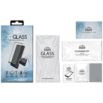 Husa Eiger Folie Sticla 3D Edge to Edge Samsung Galaxy A21s Clear Black (0.33mm, 9H, perfect fit, curved, oleophobic)