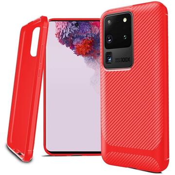 Husa Enkay Husa Carbon Fiber Samsung Galaxy S20 Ultra Red