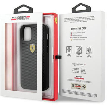 Husa Ferrari Husa On Track Perforated iPhone 12 Mini Negru