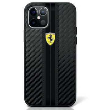 Husa Ferrari Husa On Track PU Carbon iPhone 12 / 12 Pro Negru