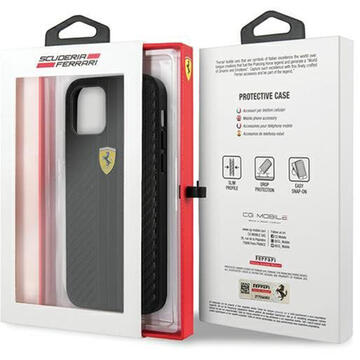 Husa Ferrari Husa On Track PU Carbon iPhone 12 Pro Max Negru