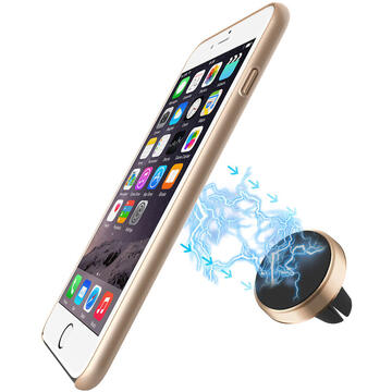 Husa Mcdodo Carcasa Magnetic iPhone 7 Plus Gold (textura fina, placuta metalica integrata)