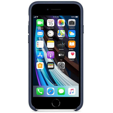 Husa Apple Husa Original Leather iPhone SE 2020 Midnight Blue (piele naturala)
