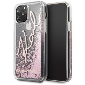 Husa Karl Lagerfeld Husa Signature Glitter iPhone 11 Pro Roz Auriu