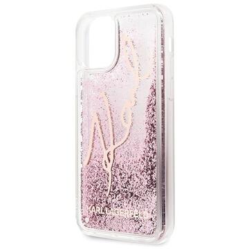 Husa Karl Lagerfeld Husa Signature Glitter iPhone 11 Pro Roz Auriu