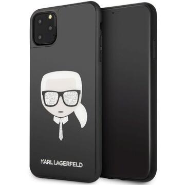 Husa Karl Lagerfeld Husa Ikonik Glitter Karl's Head iPhone 11 Pro Max Negru