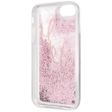 Husa Karl Lagerfeld Husa Signature Glitter iPhone SE 2020 / 8 / 7 Roz Auriu