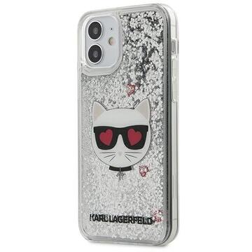 Husa Karl Lagerfeld Husa Liquid Glitter Choupette iPhone 12 Mini Argintiu