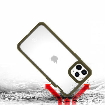 Husa IT Skins Husa Hybrid Solid iPhone 11 Pro Max Kaki &amp; Transparent (antishock)