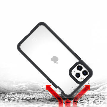 Husa IT Skins Husa Hybrid Solid iPhone 11 Pro Max Plain Black &amp; Transparent (antishock)