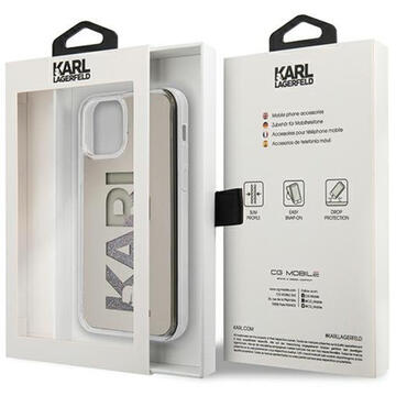 Husa Karl Lagerfeld Husa Mirror Liquid Glitter iPhone 12 / 12 Pro Argintiu (logo Karl)