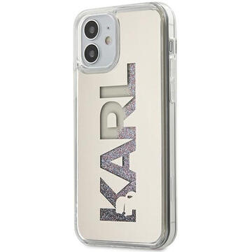 Husa Karl Lagerfeld Husa Mirror Liquid Glitter iPhone 12 Mini Argintiu (logo Karl)