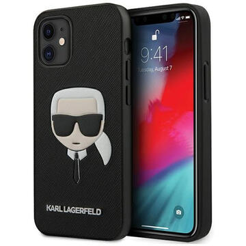 Husa Karl Lagerfeld Husa Saffiano Ikonik Karl's Head iPhone 12 Mini Negru