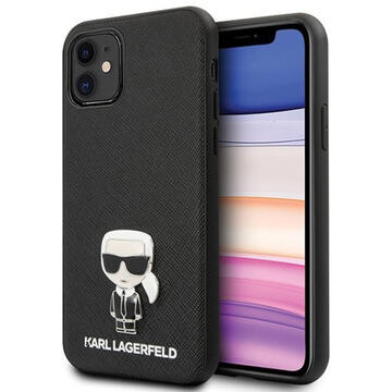 Husa Karl Lagerfeld Husa Saffiano Ikonik Metal iPhone 12 Mini Negru