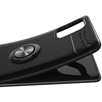 Husa Lenuo Husa Shockproof TPU Samsung Galaxy A51 Black + Red (suport ring)