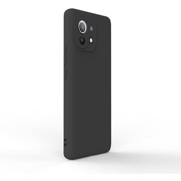 Husa Lemontti Husa Silicon Soft Slim Xiaomi Mi 11 Black (material mat si fin, captusit cu microfibra)