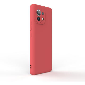 Husa Lemontti Husa Silicon Soft Slim Xiaomi Mi 11 Santa Red (material mat si fin, captusit cu microfibra)