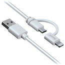 iSound Cablu 2 in 1 USB la MFI Lightning sau MicroUSB Alb 0.9m-T.Verde 0.1 lei/buc
