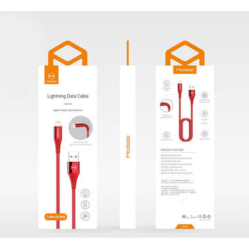 Mcdodo Cablu Flash Lightning Red 1.8m-T.Verde 0.1 lei/buc