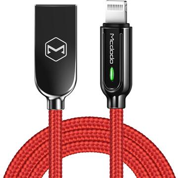 Mcdodo Cablu Auto Disconnect Lightning Red (1.2m, max 2A, led indicator)-T.Verde 0.1 lei/buc