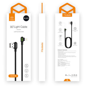 Mcdodo Cablu Light Lightning Black (2A, unghi 90°, 1.2m)-T.Verde 0.1 lei/buc