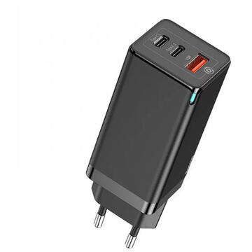 Incarcator de retea Mcdodo Incarcator Retea GaN 3 Ports Plug EU Black 65W (2 x Type-C, 1 x USB)