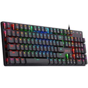 Tastatura Redragon Tastatura gaming mecanica Shrapnel neagra iluminare RGB switch-uri rosii