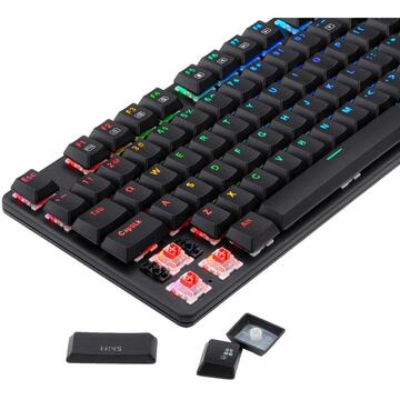 Tastatura Redragon Tastatura gaming mecanica Shrapnel neagra iluminare RGB switch-uri rosii